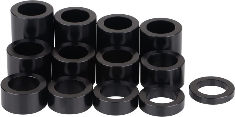 XMMT Black 13PCS Wheel Axle Spacer Kit I.D. 3/4" (0.75) - O.D. 1-1/8" (1.125) Billet Aluminum Compatible with Harley Bobbers Choppers Dyna Softail Touring Electra Glide Sportster 883 1200 - Image 1